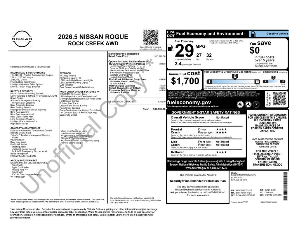 2026 Nissan Rogue Rock Creek