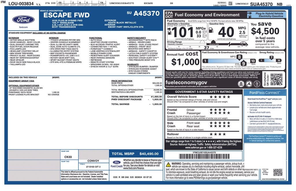 2025 Ford Escape Plug-In Hybrid Base