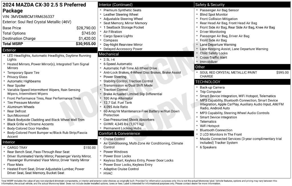 2024 Mazda Mazda CX-30 2.5 S Preferred Package