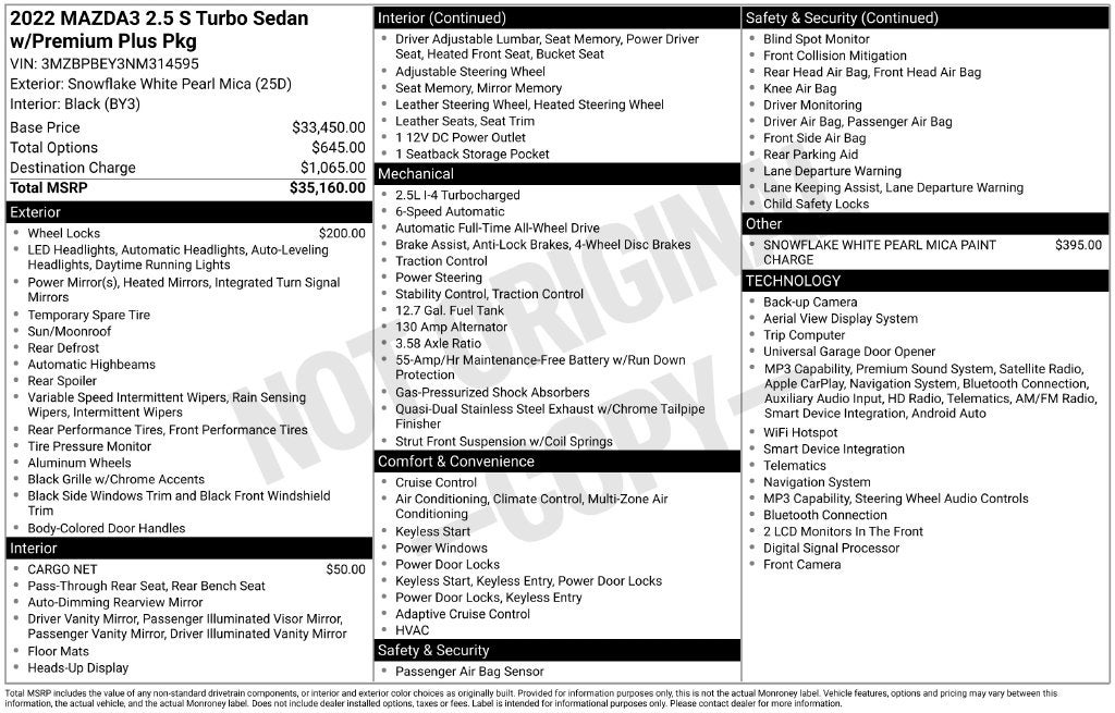 2022 Mazda Mazda3 Premium Plus
