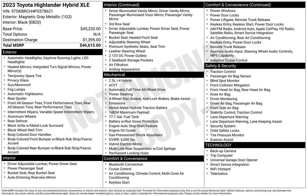 2023 Toyota Highlander Hybrid XLE
