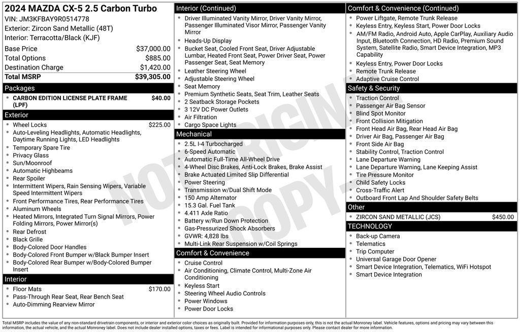 2024 Mazda Mazda CX-5 2.5 Carbon Turbo