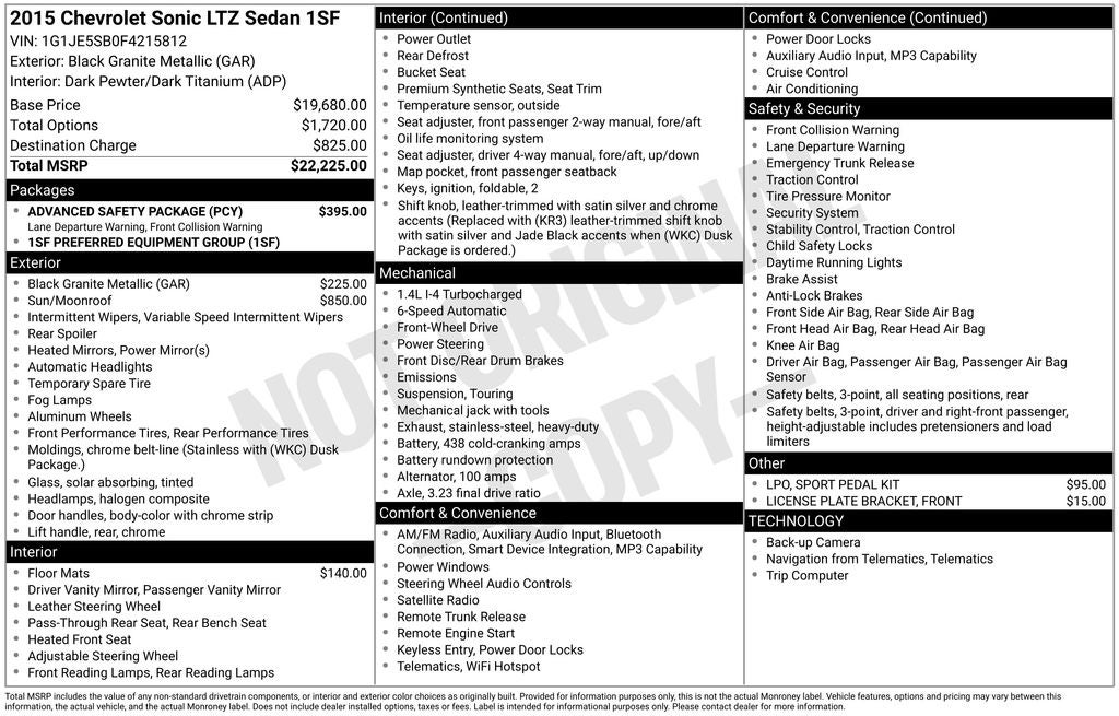2015 Chevrolet Sonic LTZ