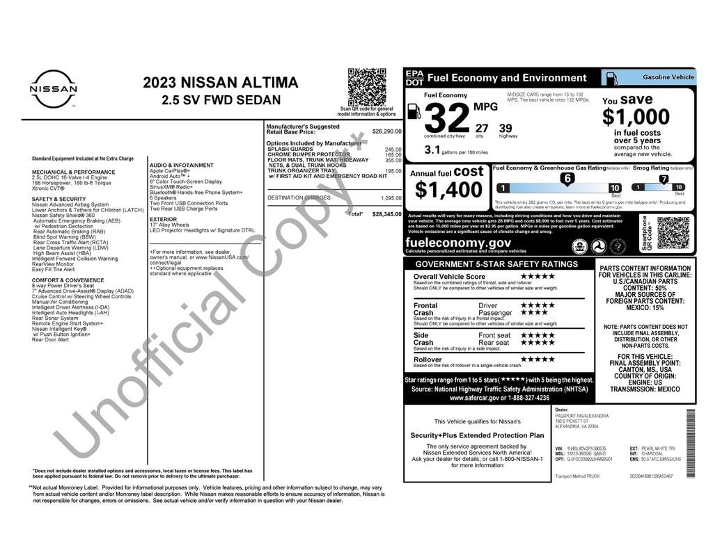 2023 Nissan Altima 2.5 SV Nissan Certified