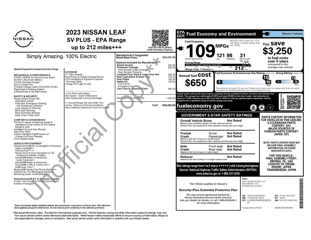 2023 Nissan Leaf SV Plus EV Certified