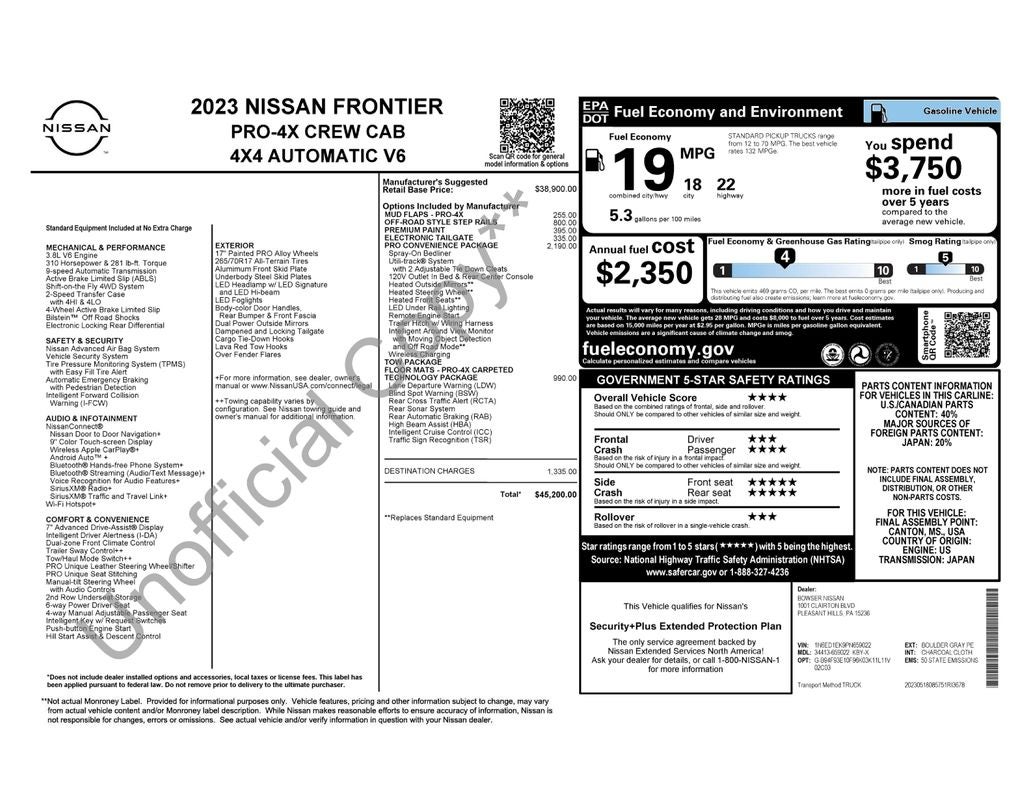 2023 Nissan Frontier PRO-4X Nissan Certified
