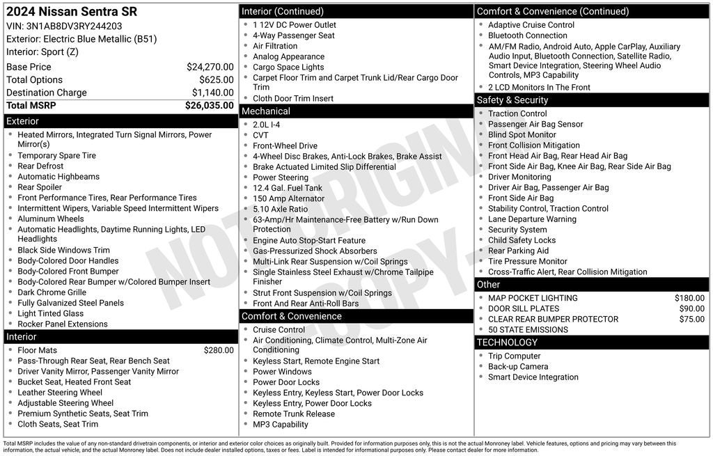 2024 Nissan Sentra SR Nissan Certified