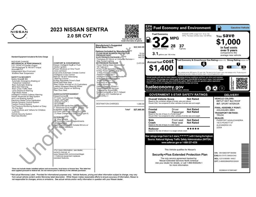 2023 Nissan Sentra SR Certified Select