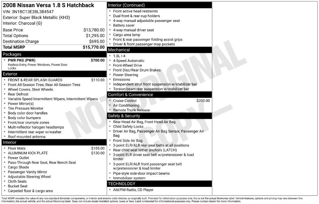 2008 Nissan Versa 1.8 S