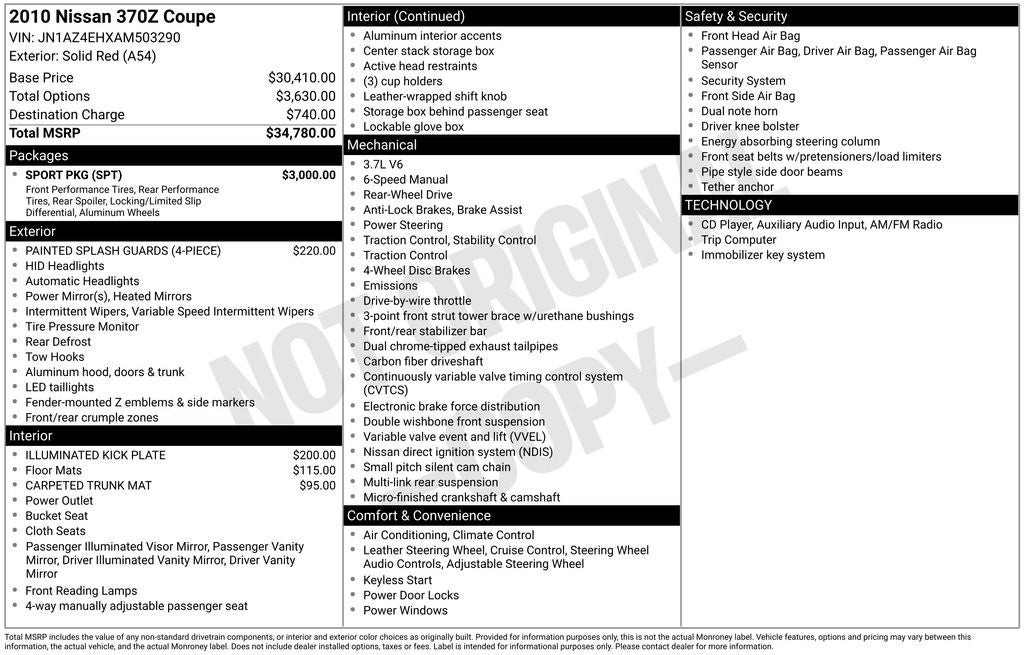 2010 Nissan 370Z Base