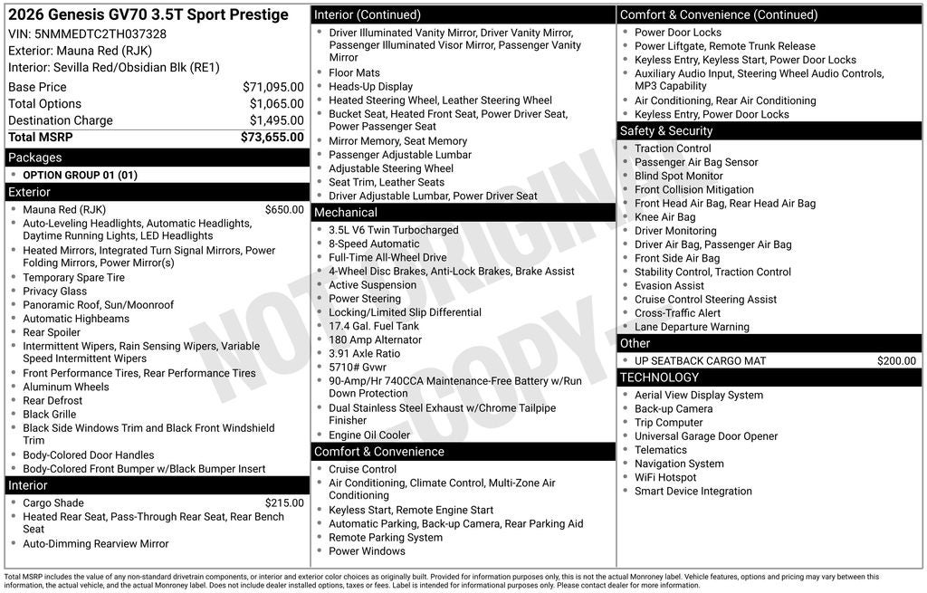 2026 Genesis GV70 3.5T Sport Prestige
