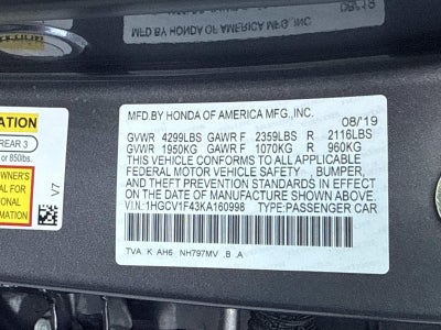 2019 Honda Accord Sedan EX 1.5T