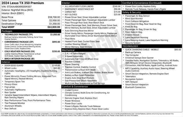 2024 Lexus TX 350 Premium