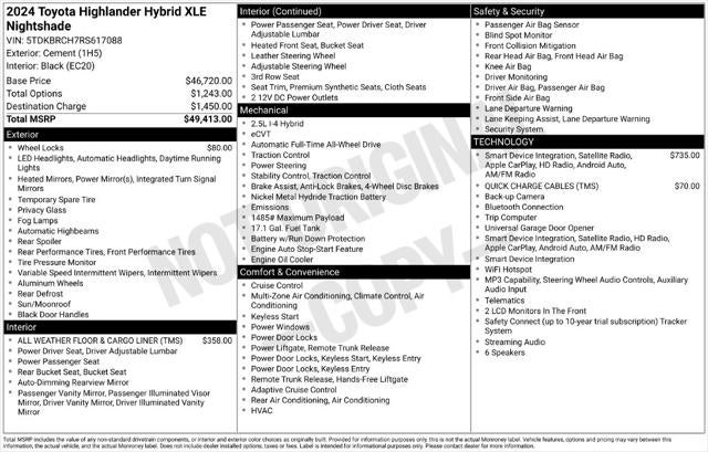 2024 Toyota Highlander Hybrid XLE