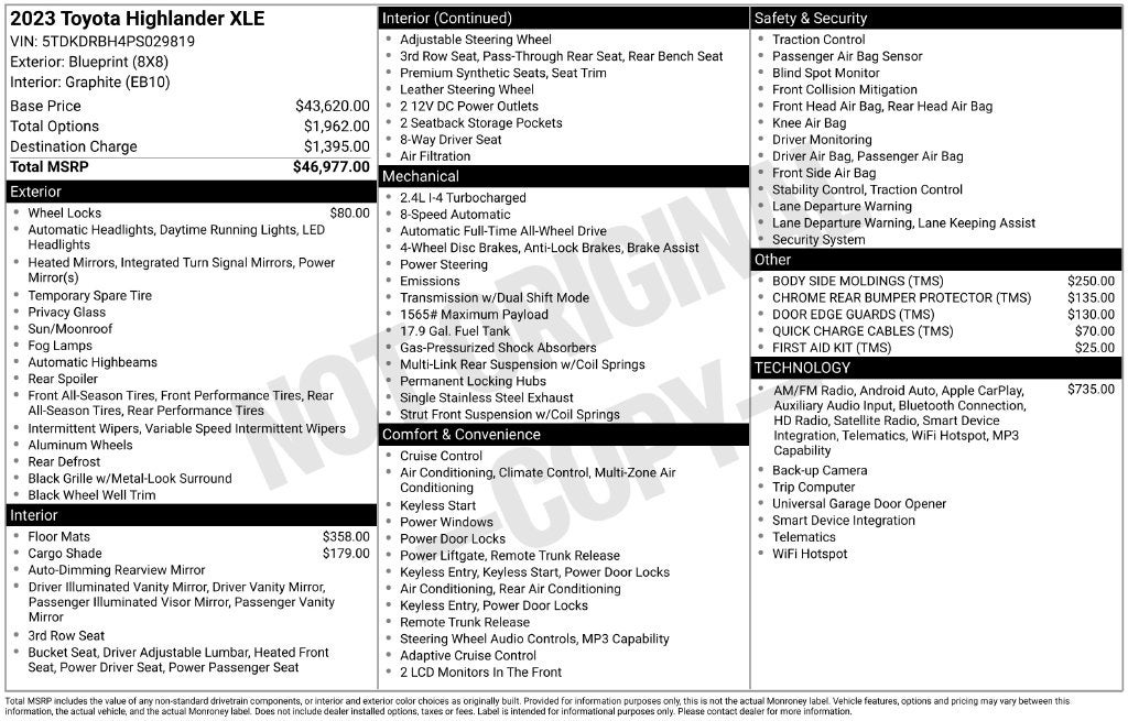 2023 Toyota Highlander XLE