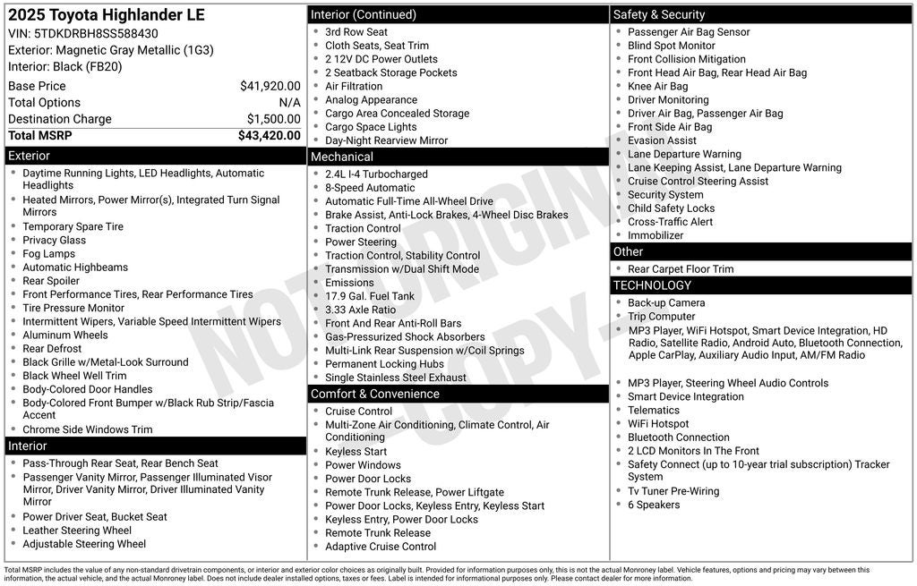 2025 Toyota Highlander LE