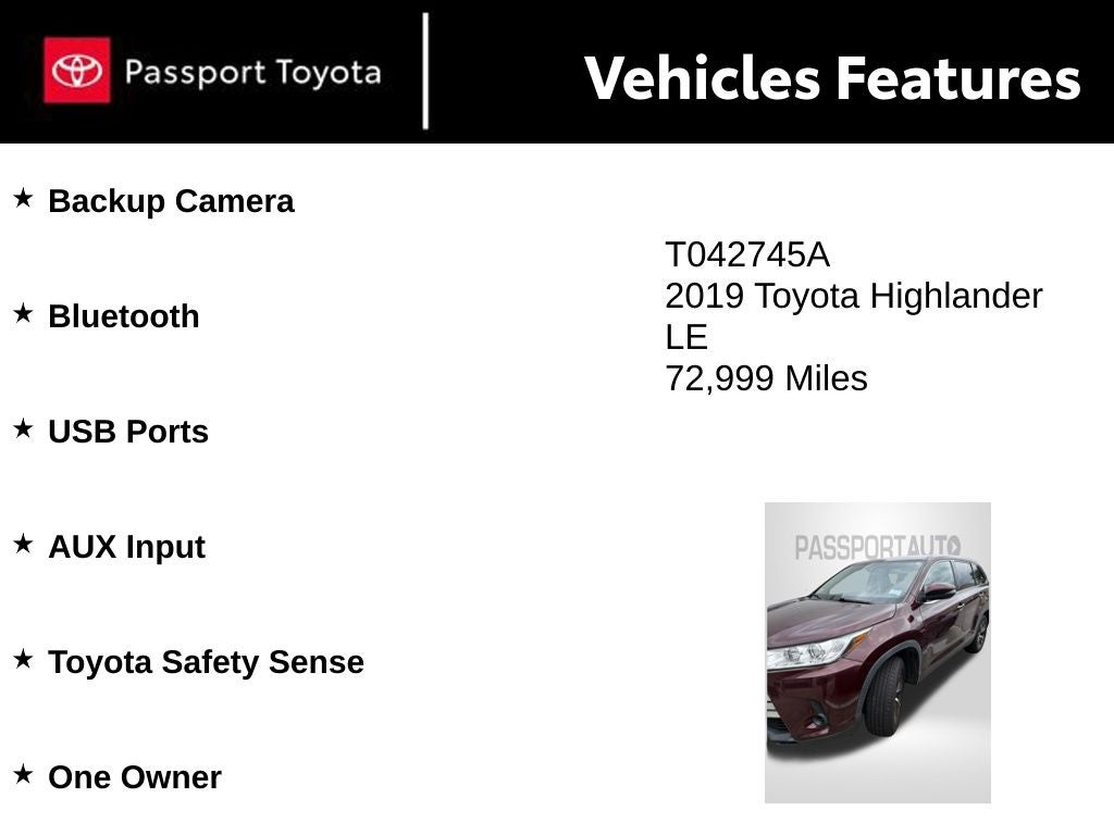 2019 Toyota Highlander LE