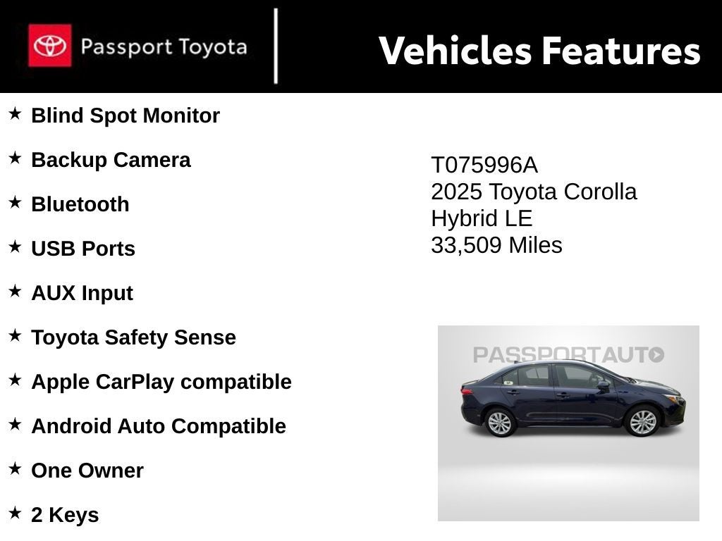 2025 Toyota Corolla Hybrid LE