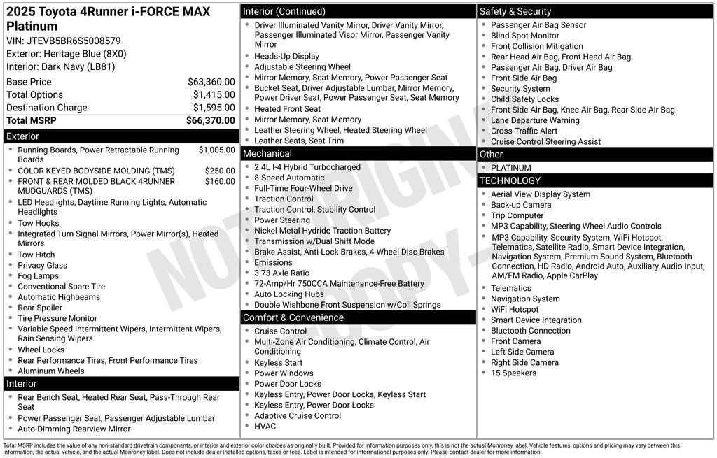 2025 Toyota 4Runner i-FORCE MAX Hybrid Platinum