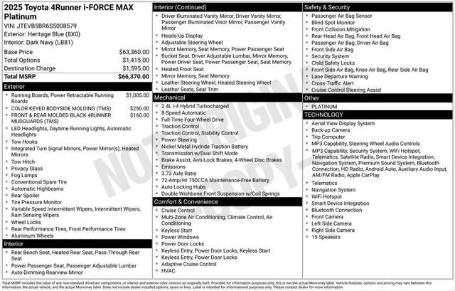 2025 Toyota 4Runner i-FORCE MAX Hybrid Platinum
